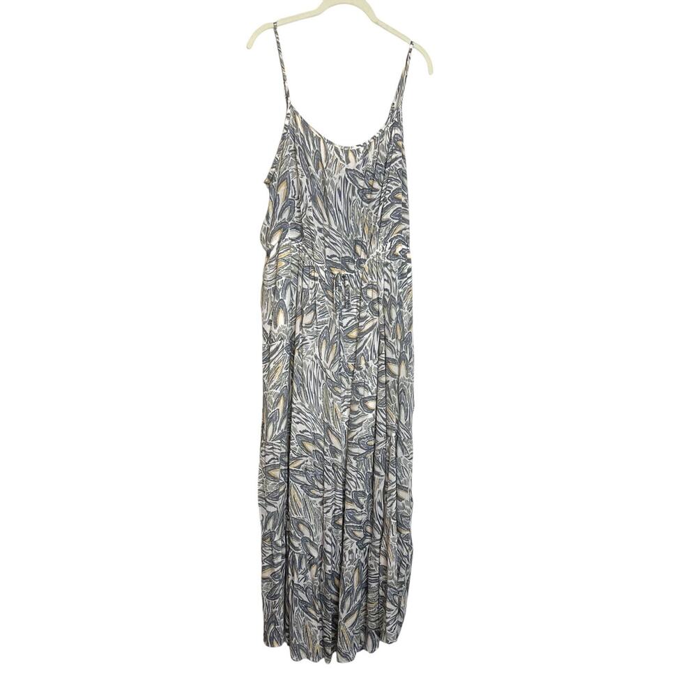 Stella & Julie Maxi Dress Tropical Leaf Print Tie Waist Size 20W